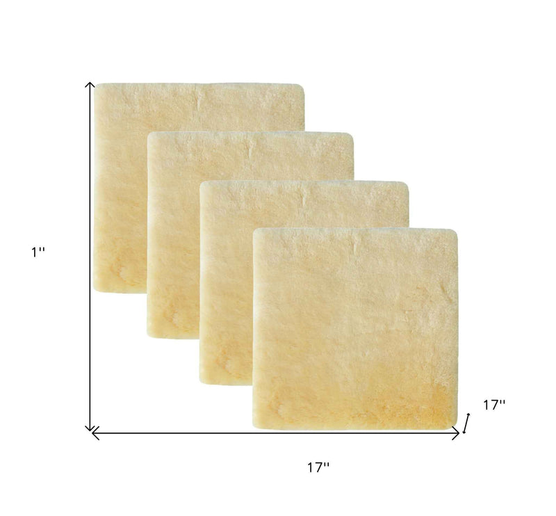 Set Of Four 17" X 17" Cornsilk Linen Solid Color Dining Chair Pad