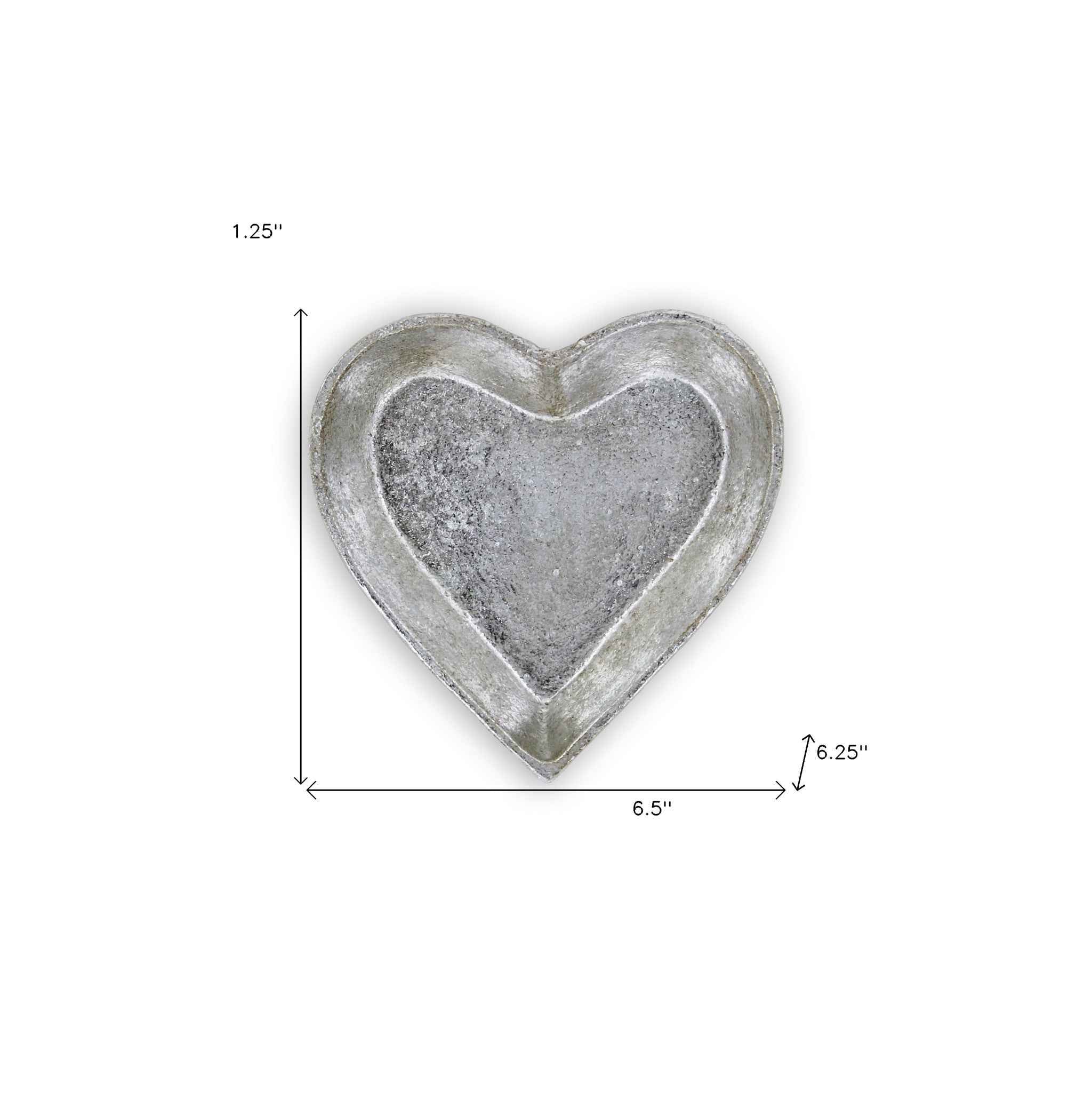 7" Silver Heart Cast Iron Handmade Vanity Tray
