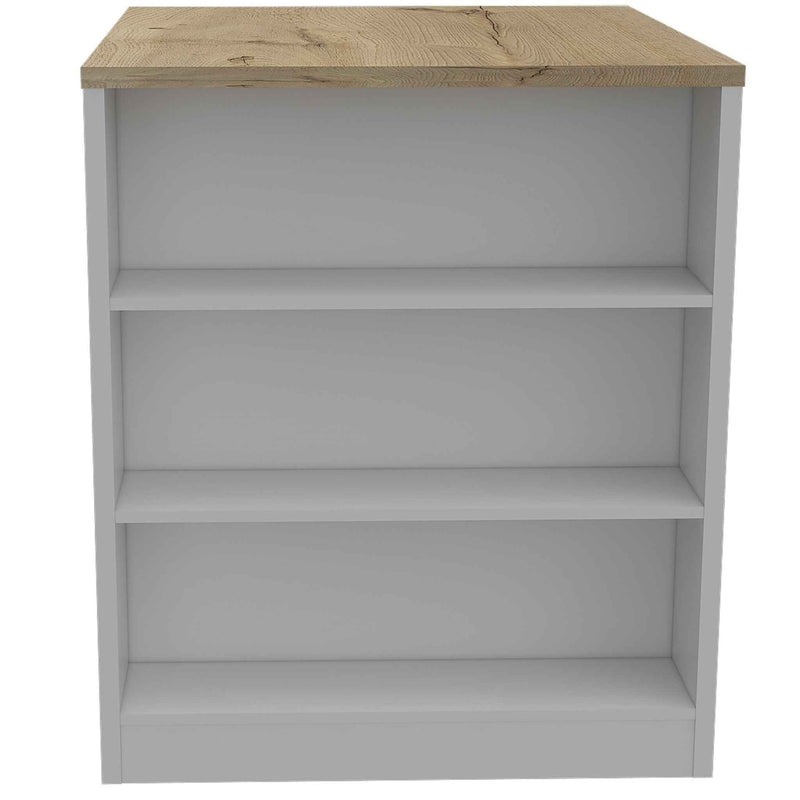 White and Natural 36" Kitchen Island With Storage