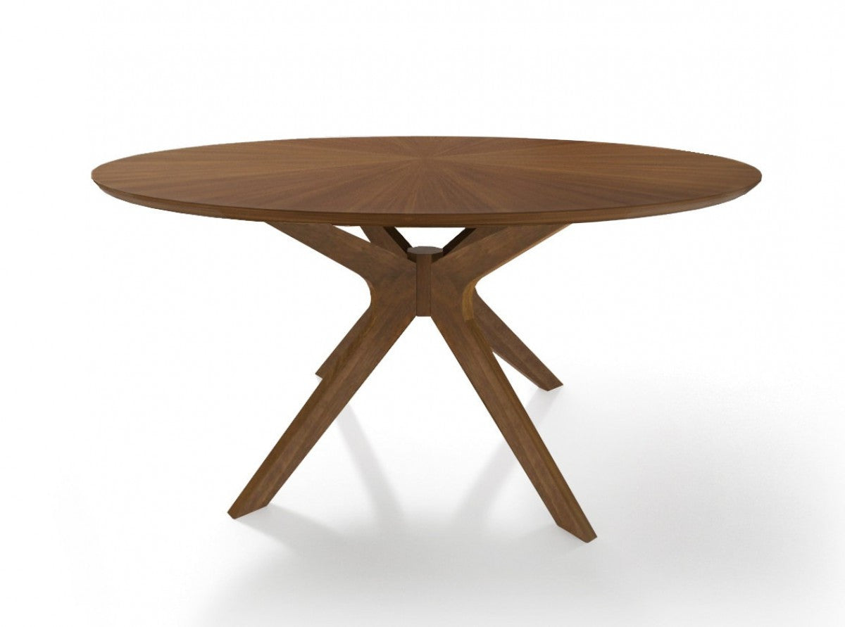 59" Brown Rounded Pedestal Base Dining Table - Kitchen & Dining