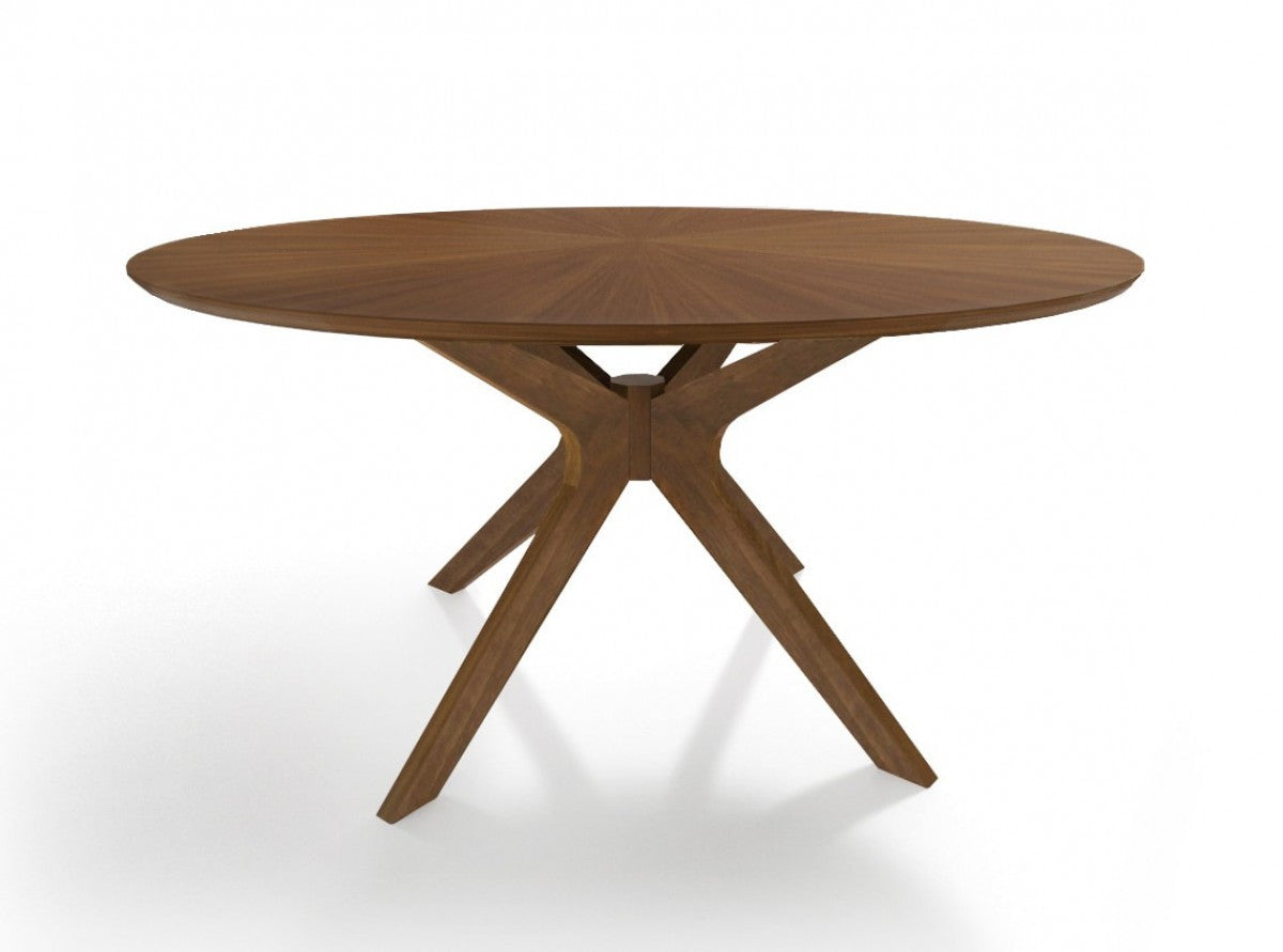 59" Brown Rounded Pedestal Base Dining Table - Kitchen & Dining