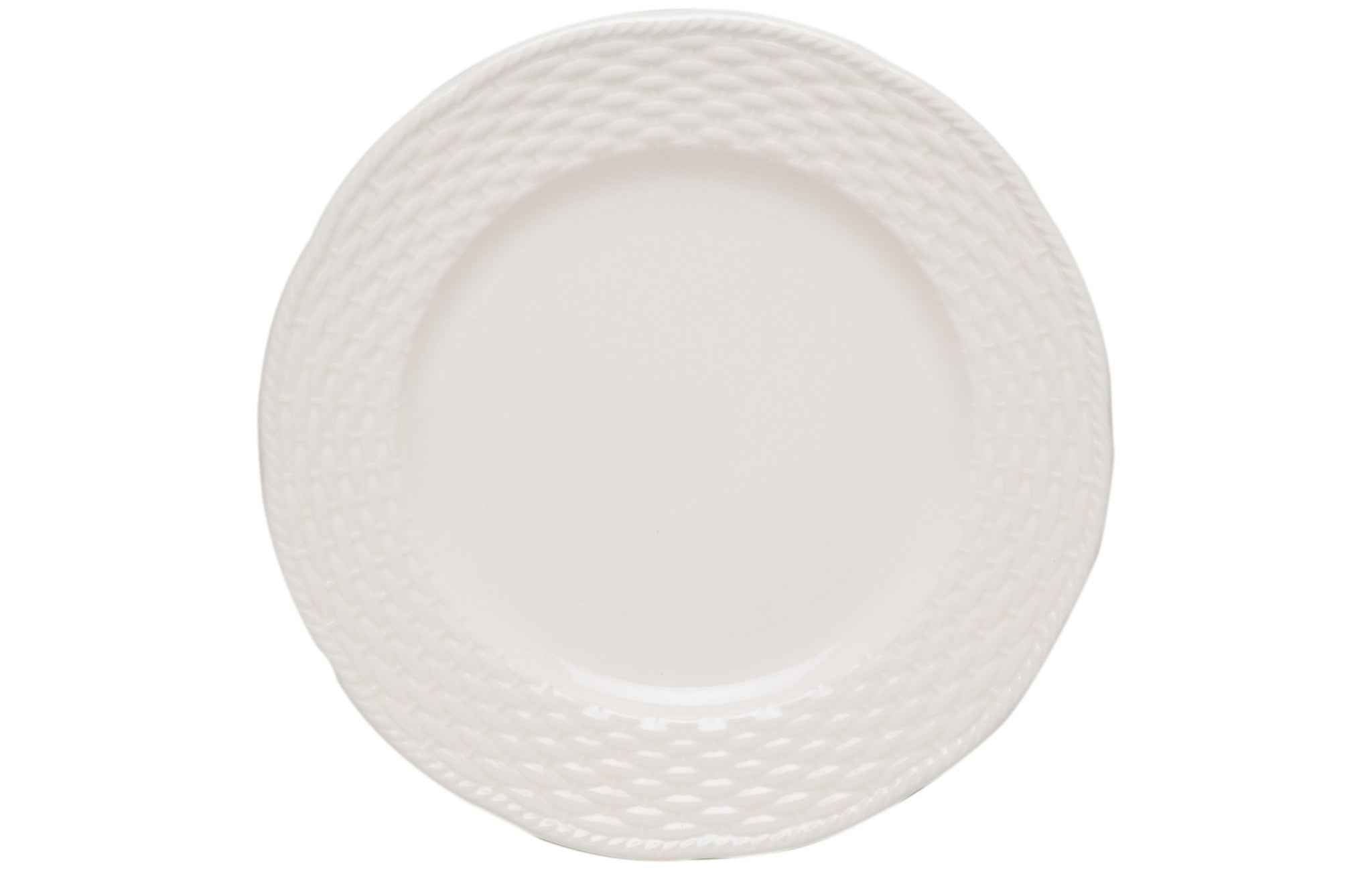 White Four Piece Weave Stoneware Service For Four Dinner Plate Set
