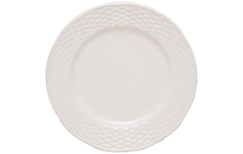 White Four Piece Weave Stoneware Service For Four Dinner Plate Set