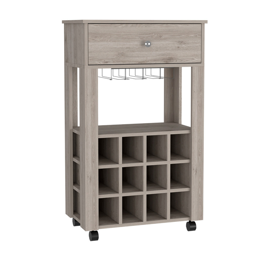 Light Gray Rolling Bar Cart With Wine Storage - Kitchen & Dining