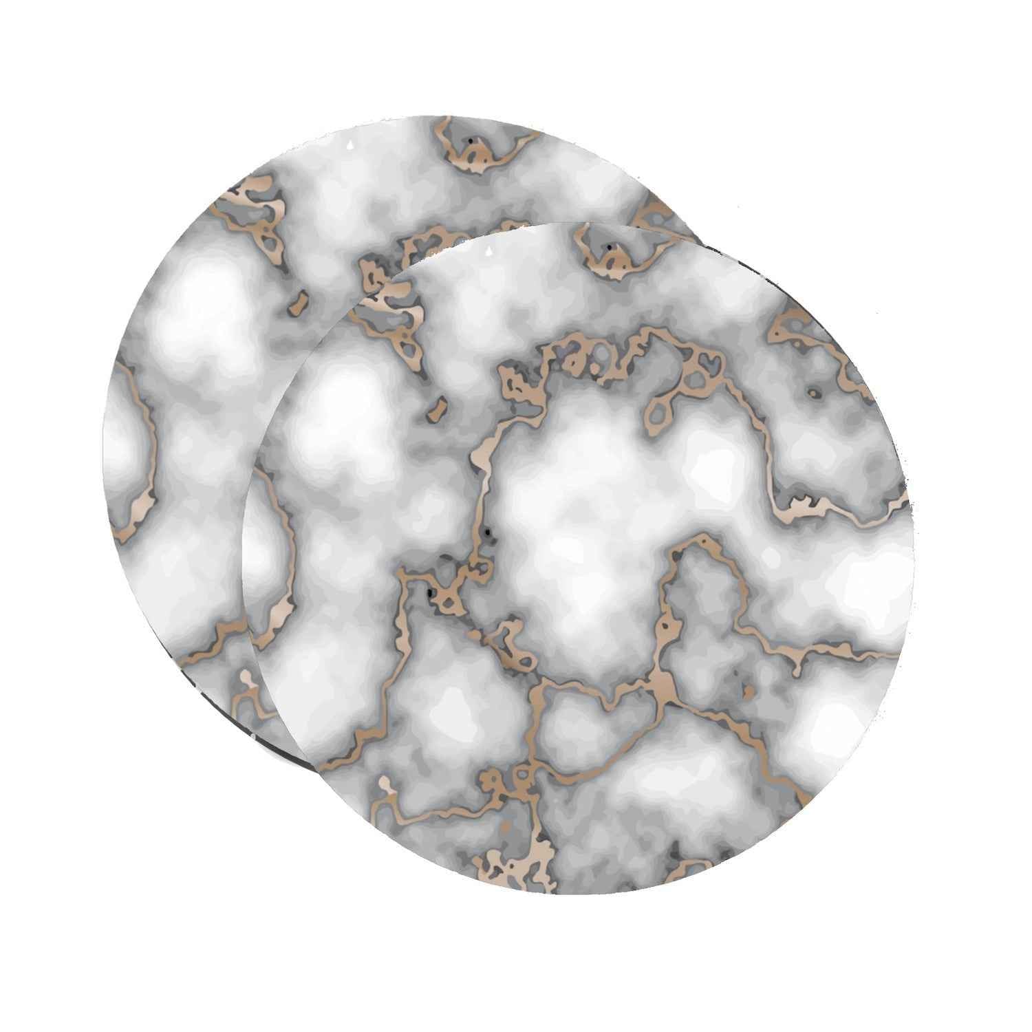 15" Set of Two Gold And Gray Abstract Round Placemats