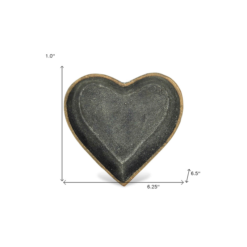 6" Black Heart Metal Heart Handmade Vanity Tray