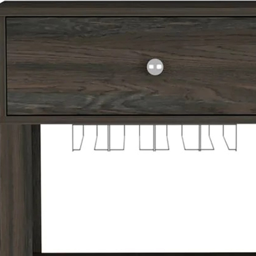 Espresso Rolling Bar Cart With Wine Storage - Kitchen & Dining