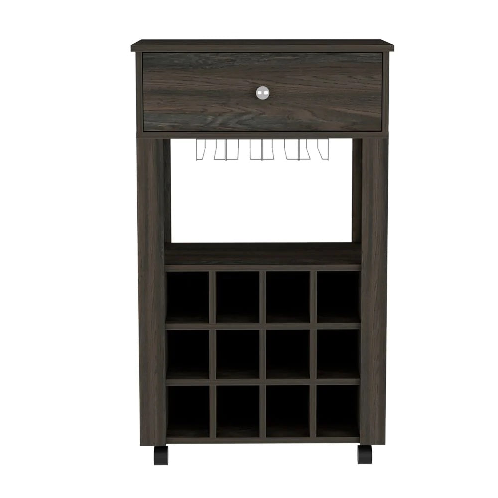 Espresso Rolling Bar Cart With Wine Storage - Kitchen & Dining