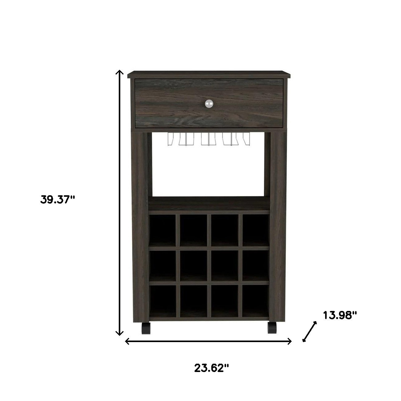 Espresso Rolling Bar Cart With Wine Storage - Kitchen & Dining