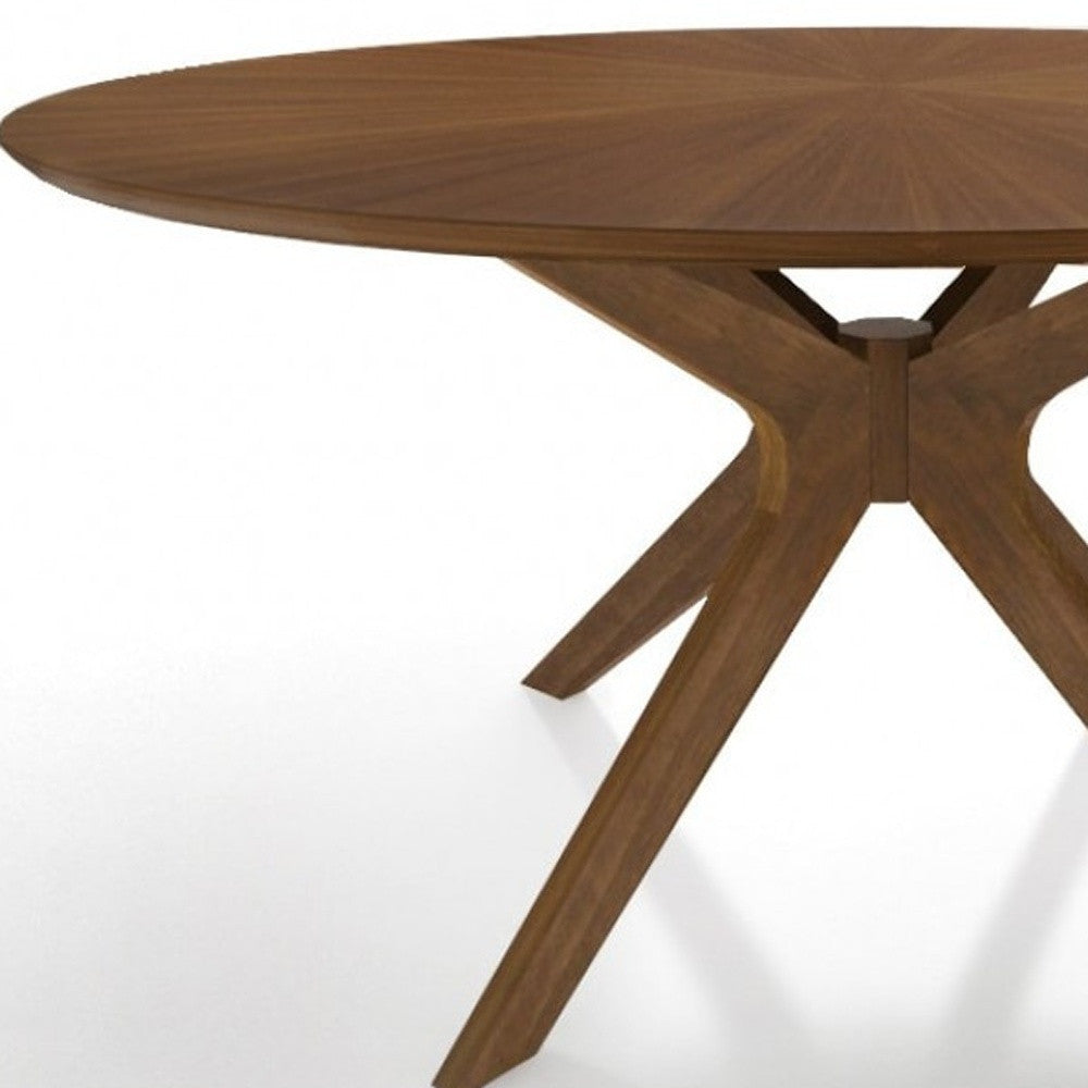 47" Brown Rounded Solid Manufactured Wood Pedestal Base Dining Table - Kitchen & Dining