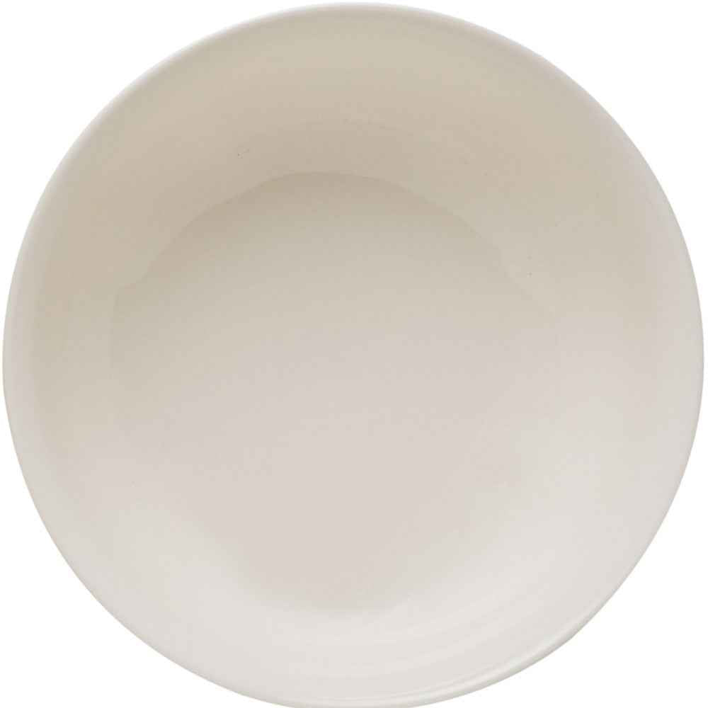 White Four Piece Round Scallop Stoneware Service For Four Bowl Set