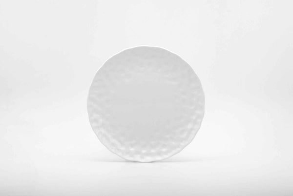 White Six Piece Round Pebbled Porcelain Service For Six Salad Plate Set Default Title