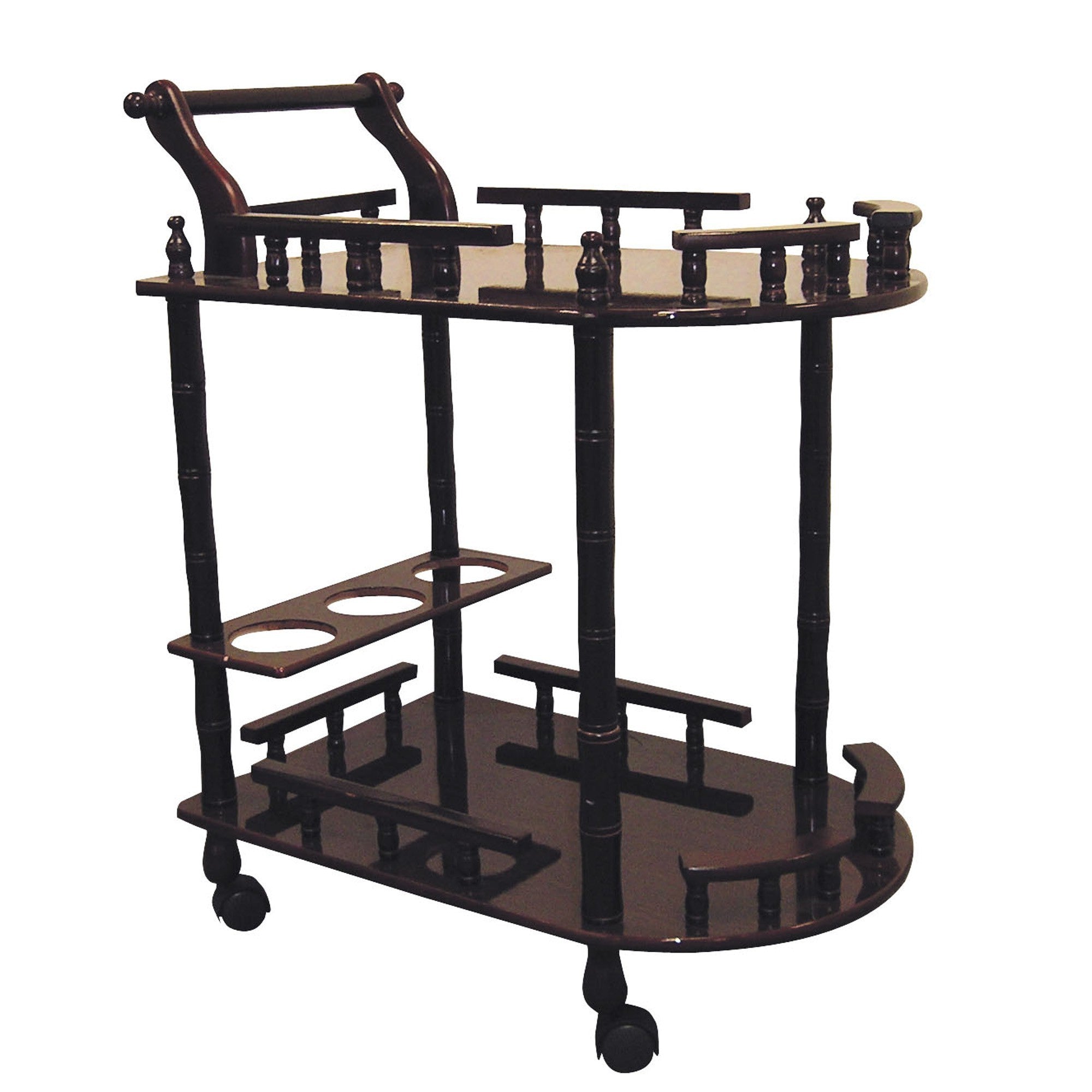 24" Dark Brown Rolling Bar Cart - Kitchen & Dining
