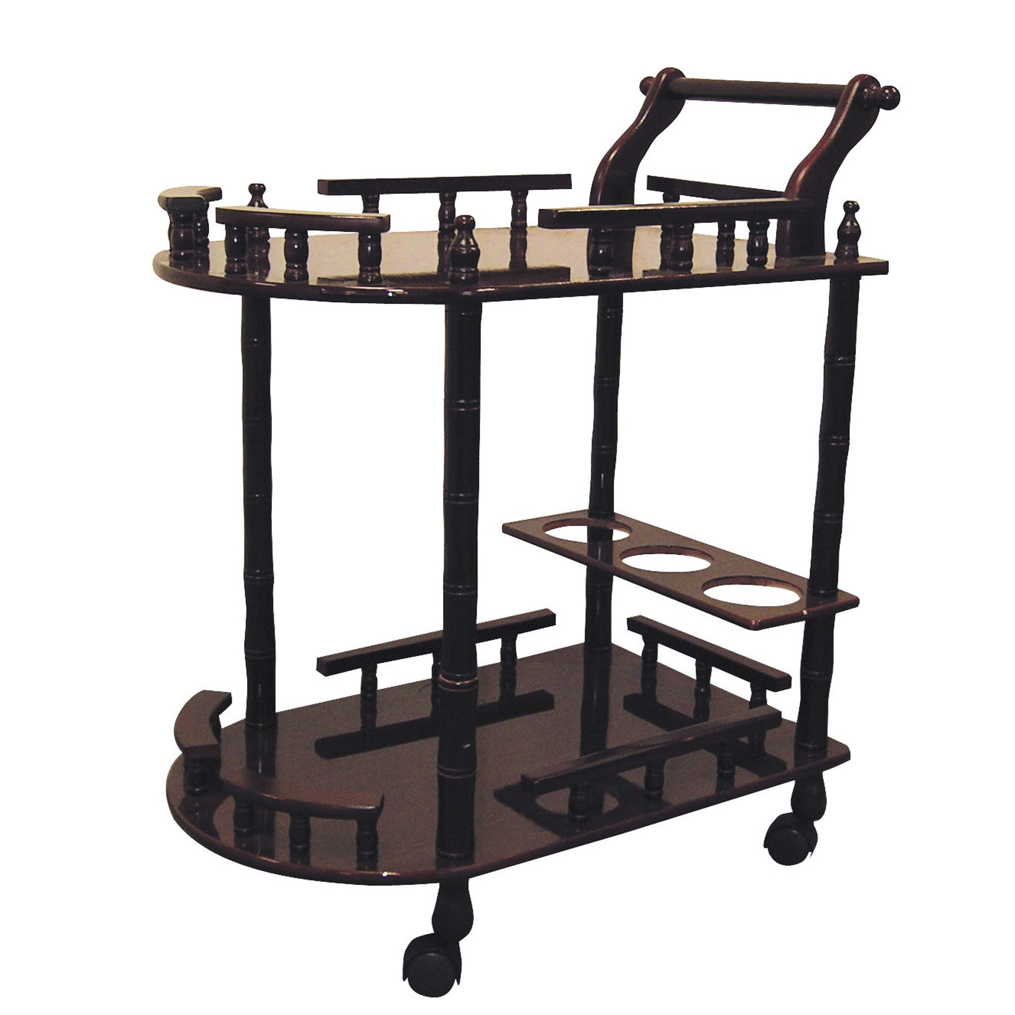 24" Dark Brown Rolling Bar Cart - Kitchen & Dining