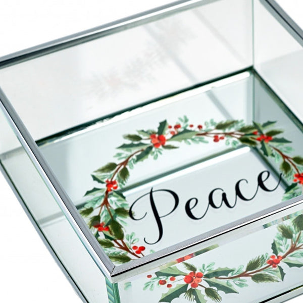 6" Silver Glass Christmas Vanity Tray - Kitchen & Dining