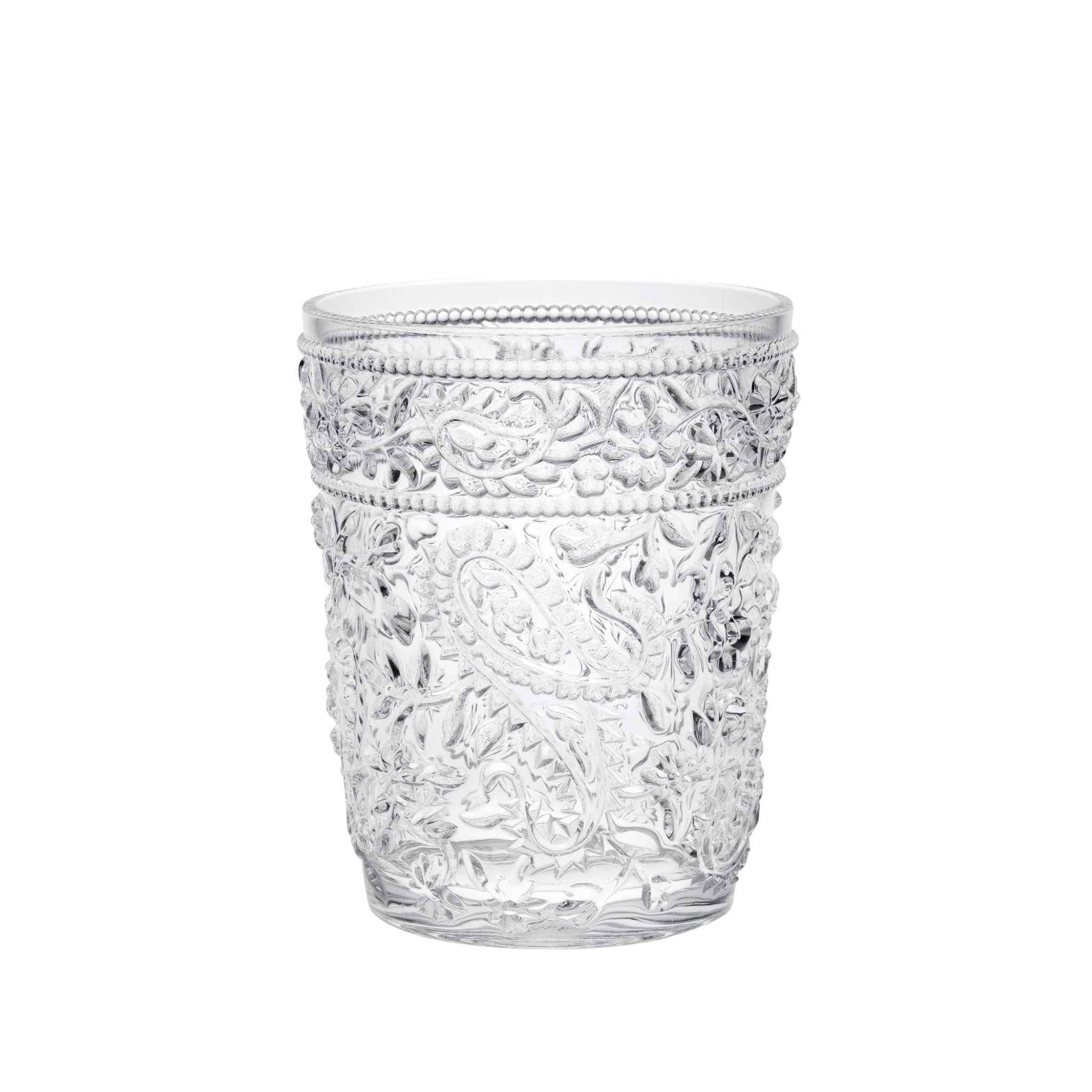 Set of Four Clear Paisley Acrylic Stemless Whiskey Glass