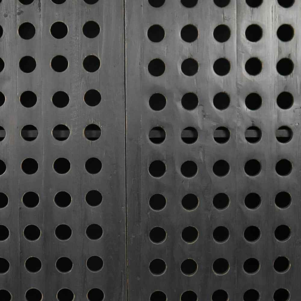 48" Dark Gray Solid Wood and Metal Holey Two Door Accent Chest