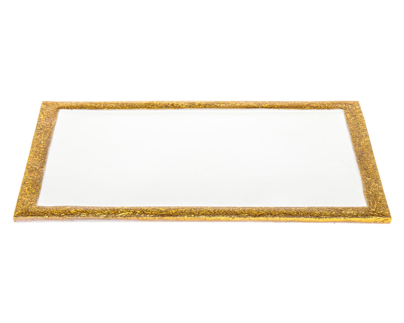 9" Gold and White Rectangular Metal Serving Tray - Kitchen & Dining