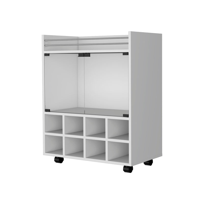 White Rolling Bar Cart With Wine Storage - Kitchen & Dining