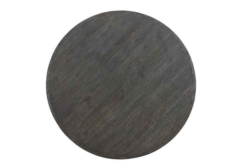 54" Black Rounded Solid Wood Pedestal Base Dining Table