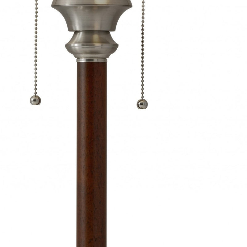 23" Silver Metal Standard Table Lamp With White Shade - Lighting