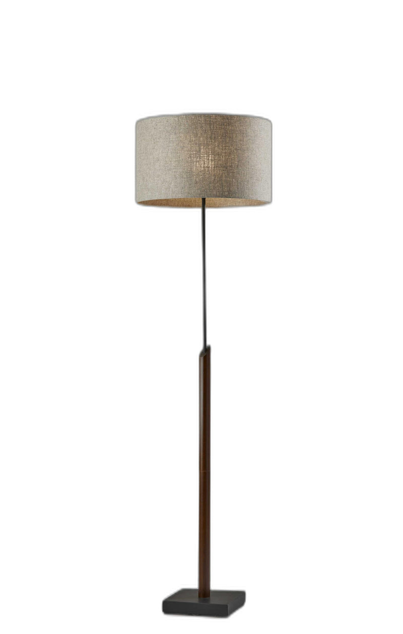 63" Beige And Black Floor Lamp With Beige Fabric Drum Shade - Lighting