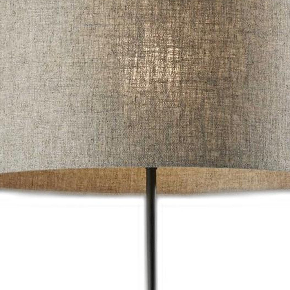 63" Beige And Black Floor Lamp With Beige Fabric Drum Shade - Lighting