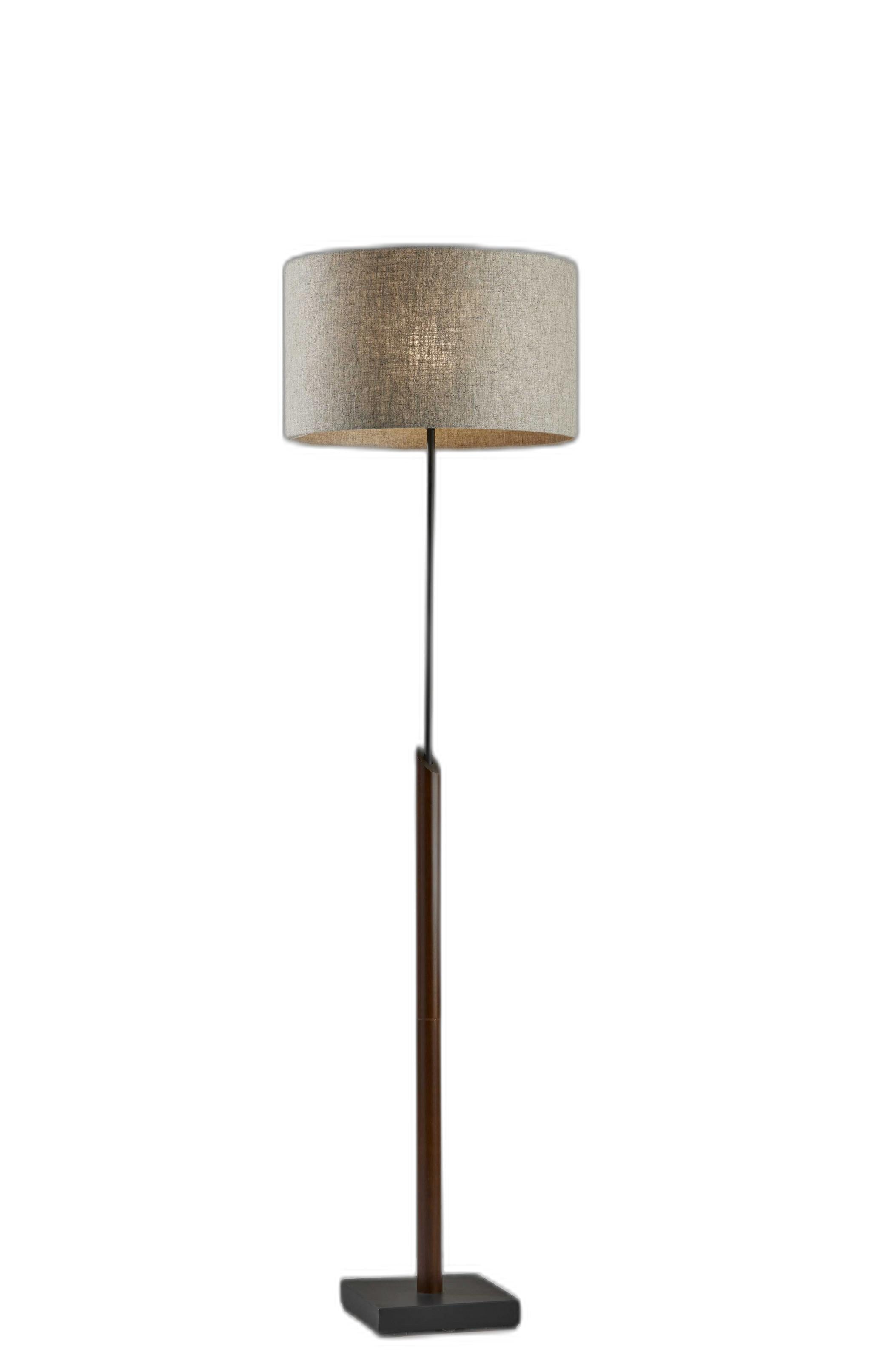 63" Beige And Black Floor Lamp With Beige Fabric Drum Shade - Lighting