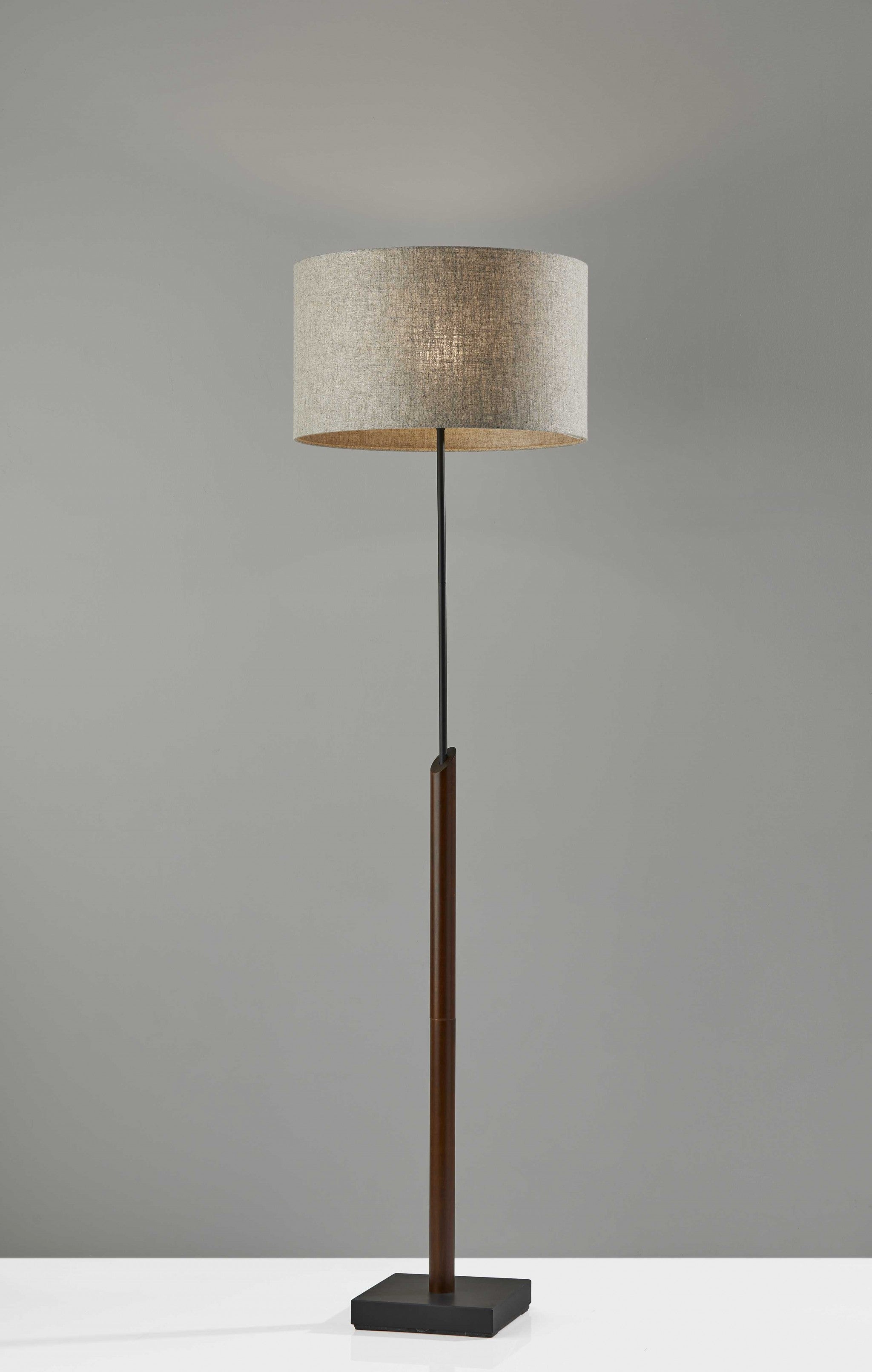 63" Beige And Black Floor Lamp With Beige Fabric Drum Shade - Lighting
