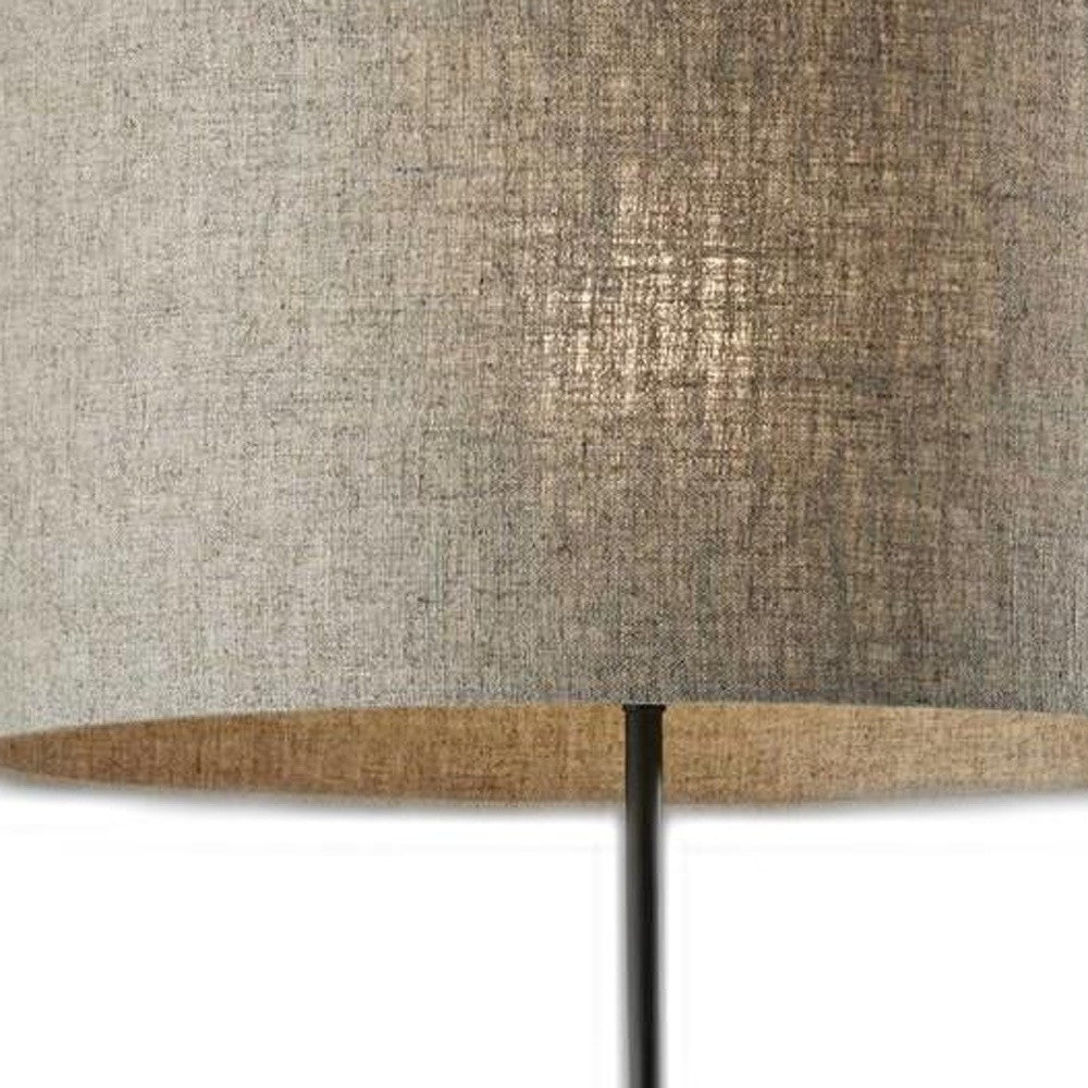63" Beige And Black Floor Lamp With Beige Fabric Drum Shade - Lighting