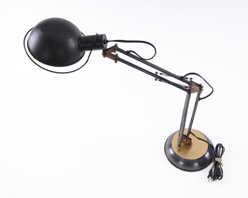 33" Black Metal Desk Table Lamp With Black Bowl Shade - Lighting