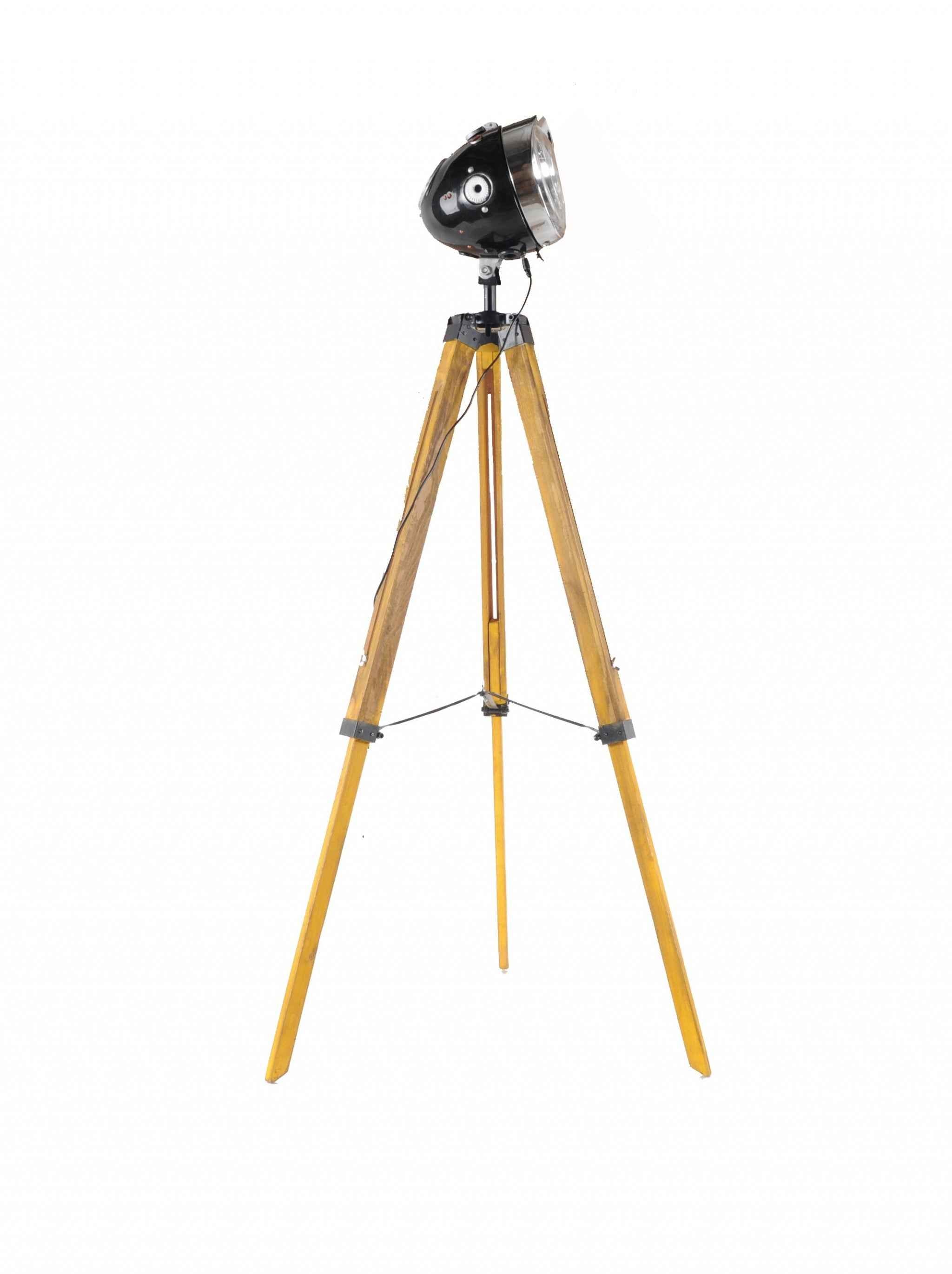 35" Brown Tripod Floor Lamp With Cone