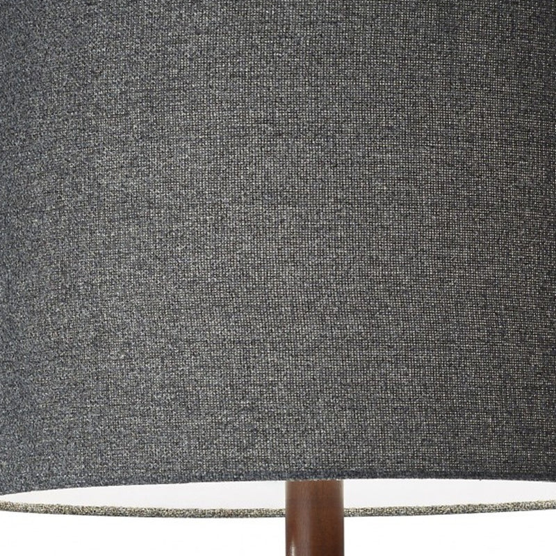 59" Brown And Black Solid Wood Floor Lamp With Dark Gray Fabric Drum Shade - Lighting