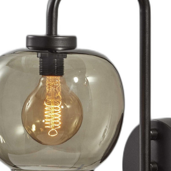 13" Black Metal and Glass Armed Sconce - Lighting
