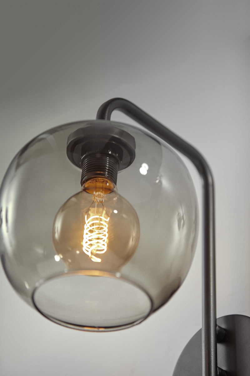 13" Black Metal and Glass Armed Sconce - Lighting