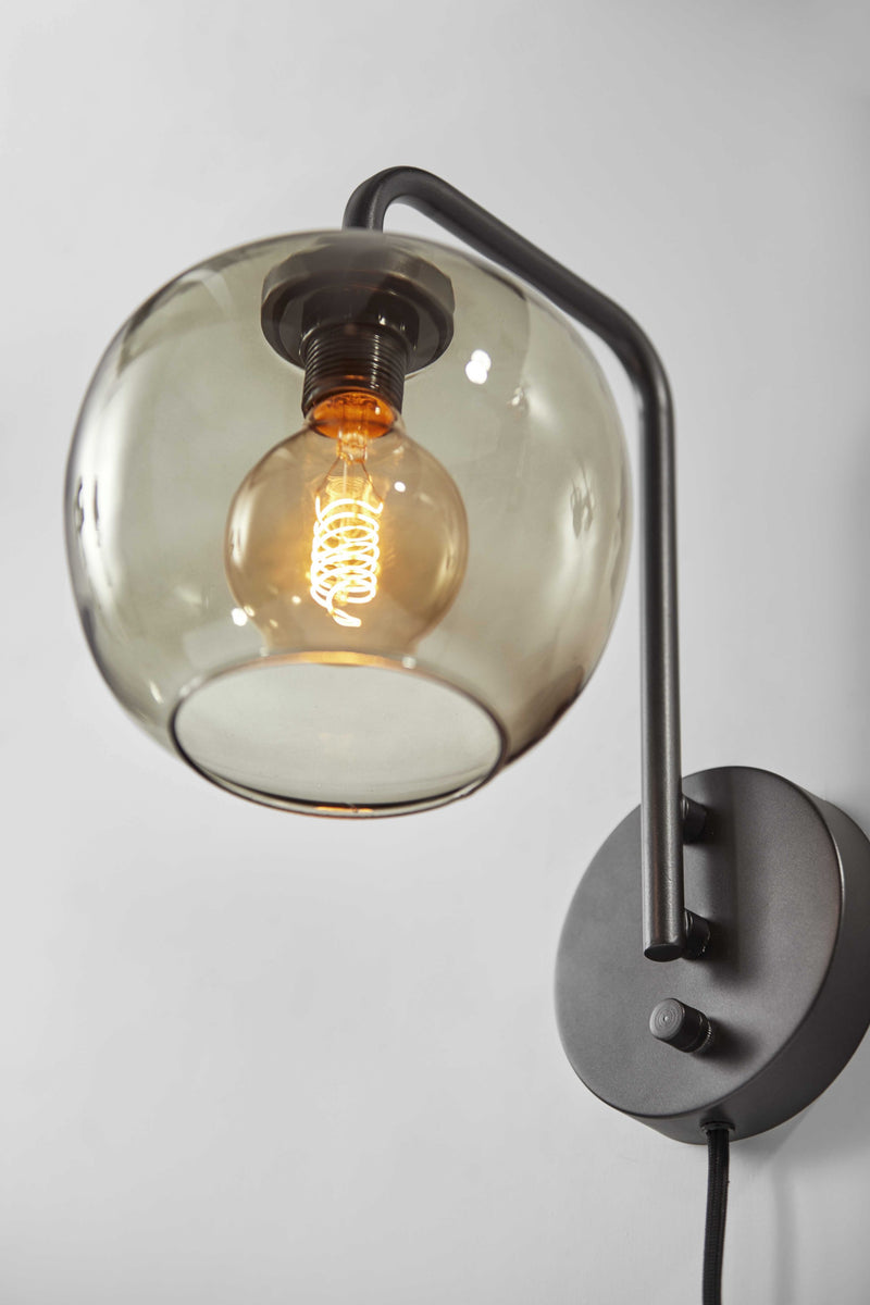 13" Black Metal and Glass Armed Sconce - Lighting