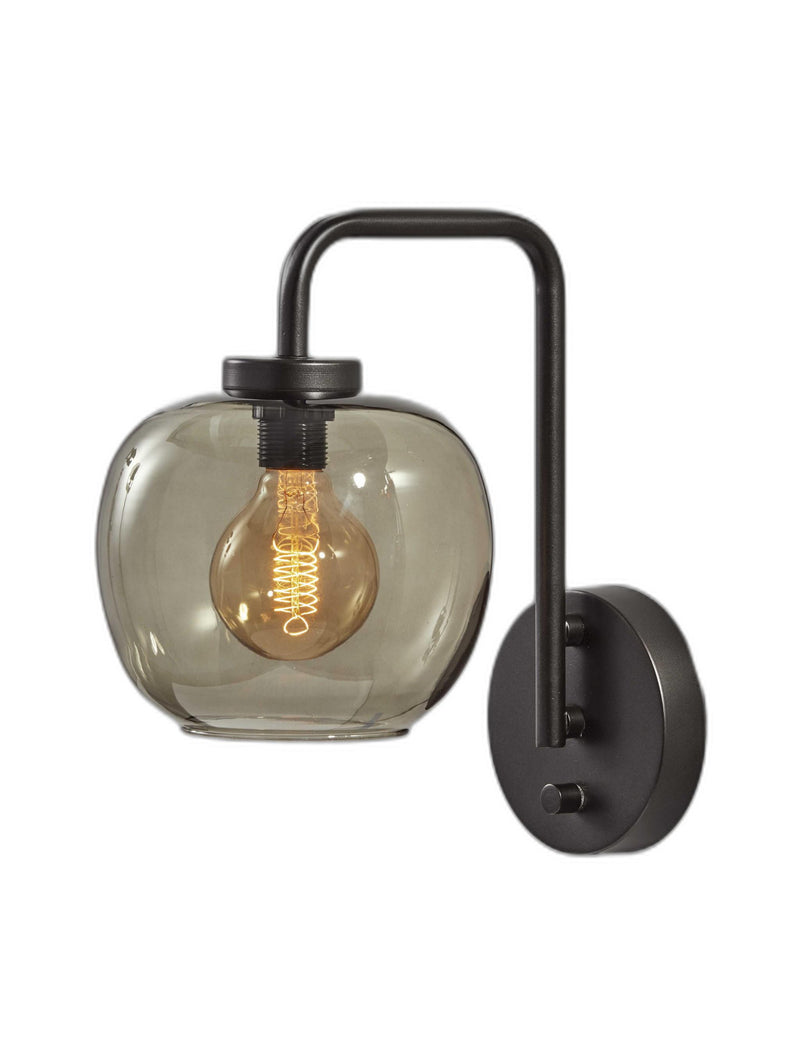 13" Black Metal and Glass Armed Sconce - Lighting