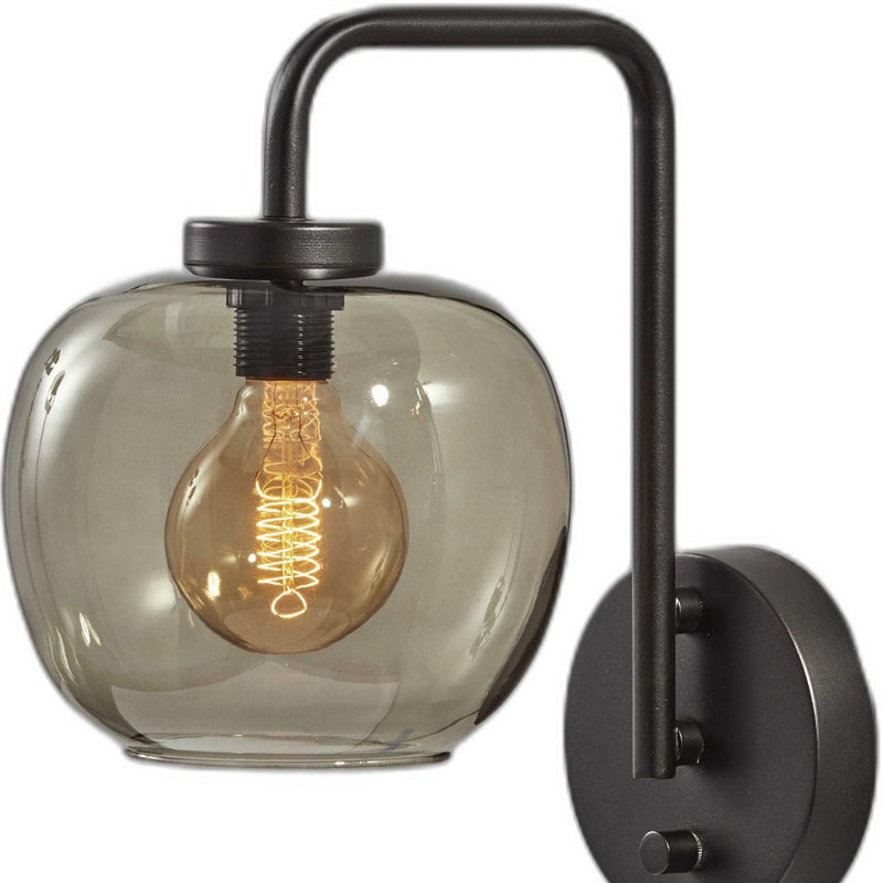 13" Black Metal and Glass Armed Sconce - Lighting