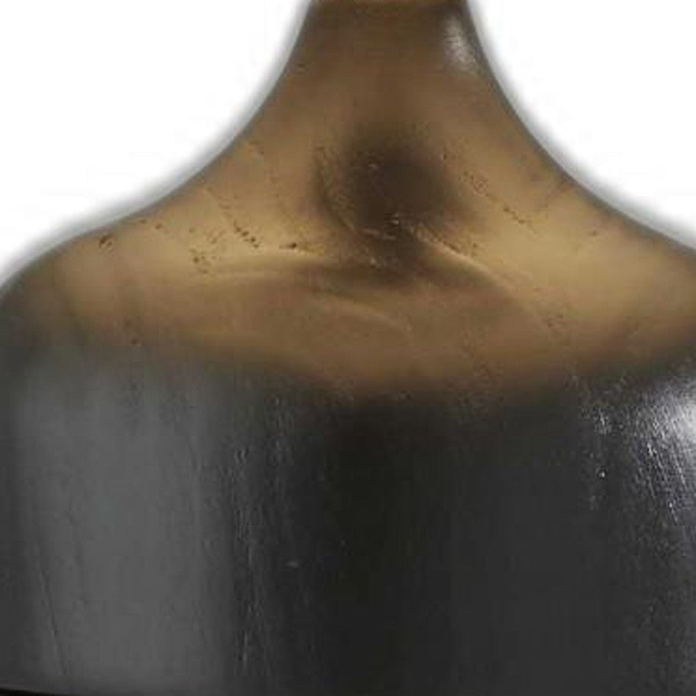 23" Black Wood And Smoked Glass Bedside Lamp With Gray Drum Shade - Lighting