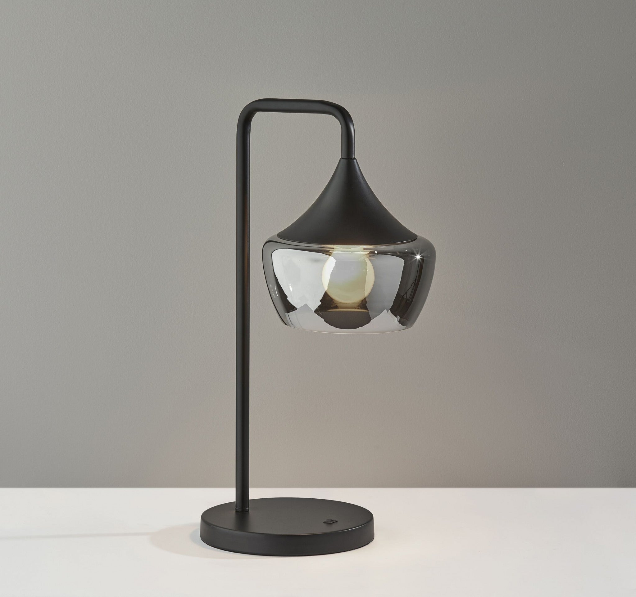 20" Black Metal Table Lamp With Black Metal And Smoked Glass Shade - Lighting