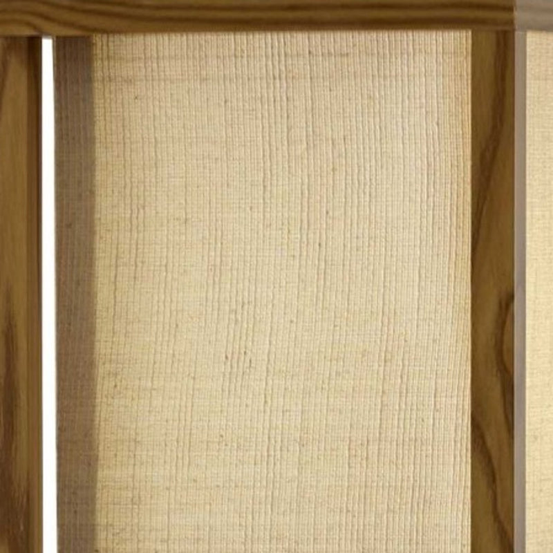 63" Natural Solid Wood Column With Brown Fabric Shade - Lighting