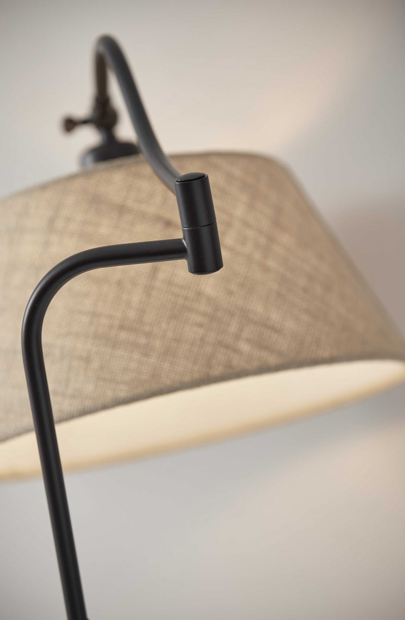 61" Bronze Arched Floor Lamp With Brown Fabric Empire Shade - Lighting