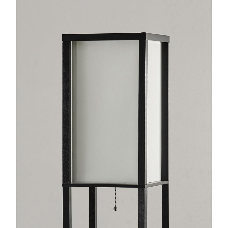72" Black And White Solid Wood Column With White Cotton Shade - Lighting