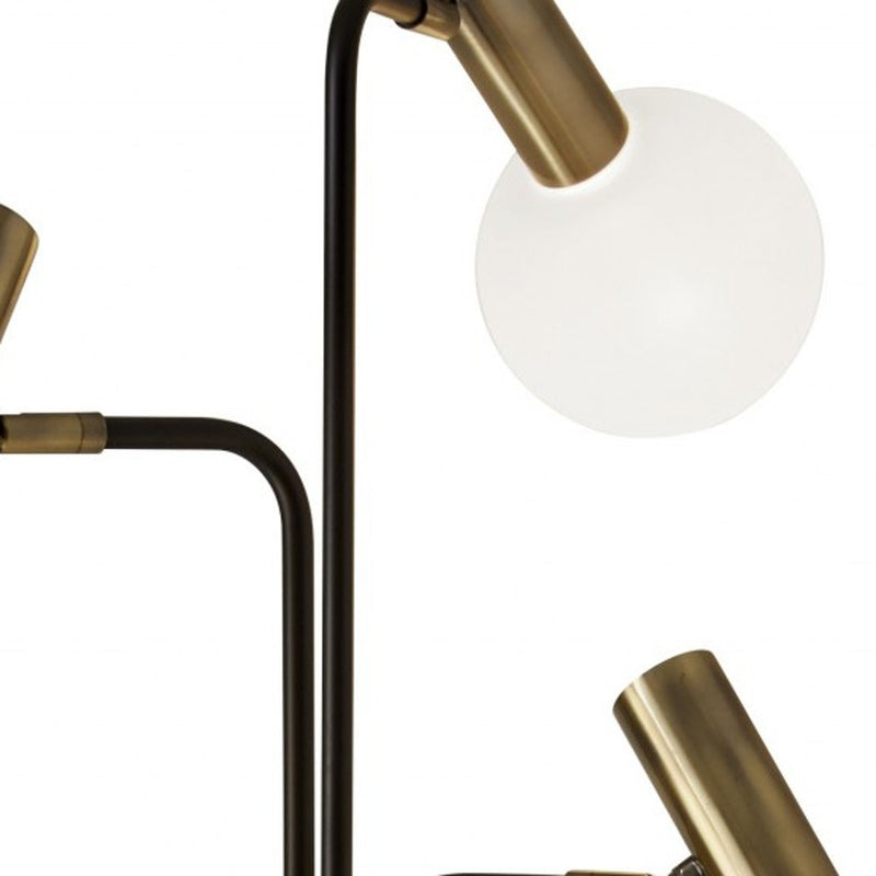 70" Black And Bronze Three Light LED Tree Floor Lamp With White - Lighting