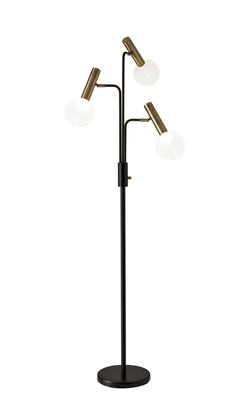 70" Black And Bronze Three Light LED Tree Floor Lamp With White - Lighting