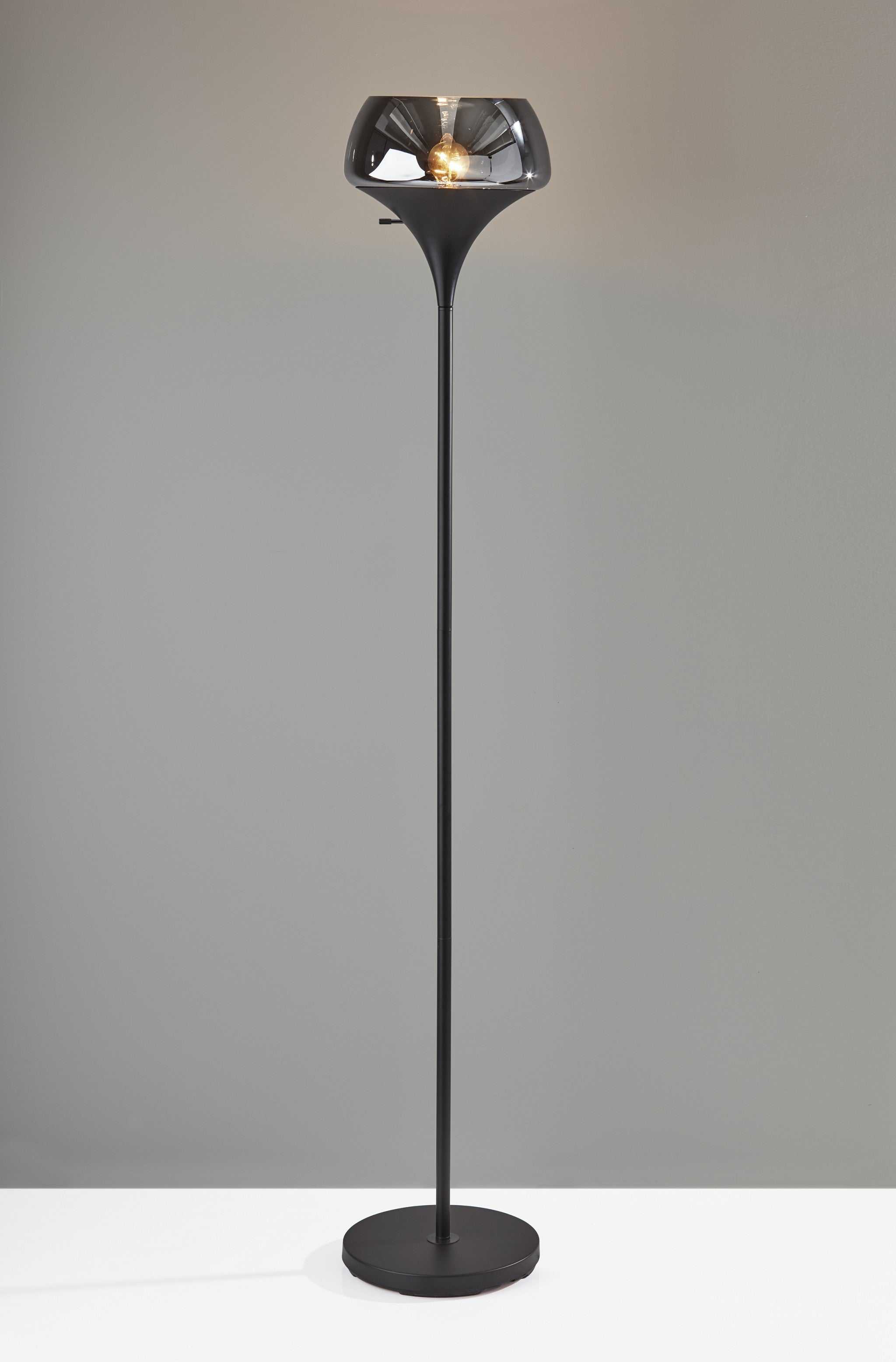 70" Black With Black Glass Shade - Lighting