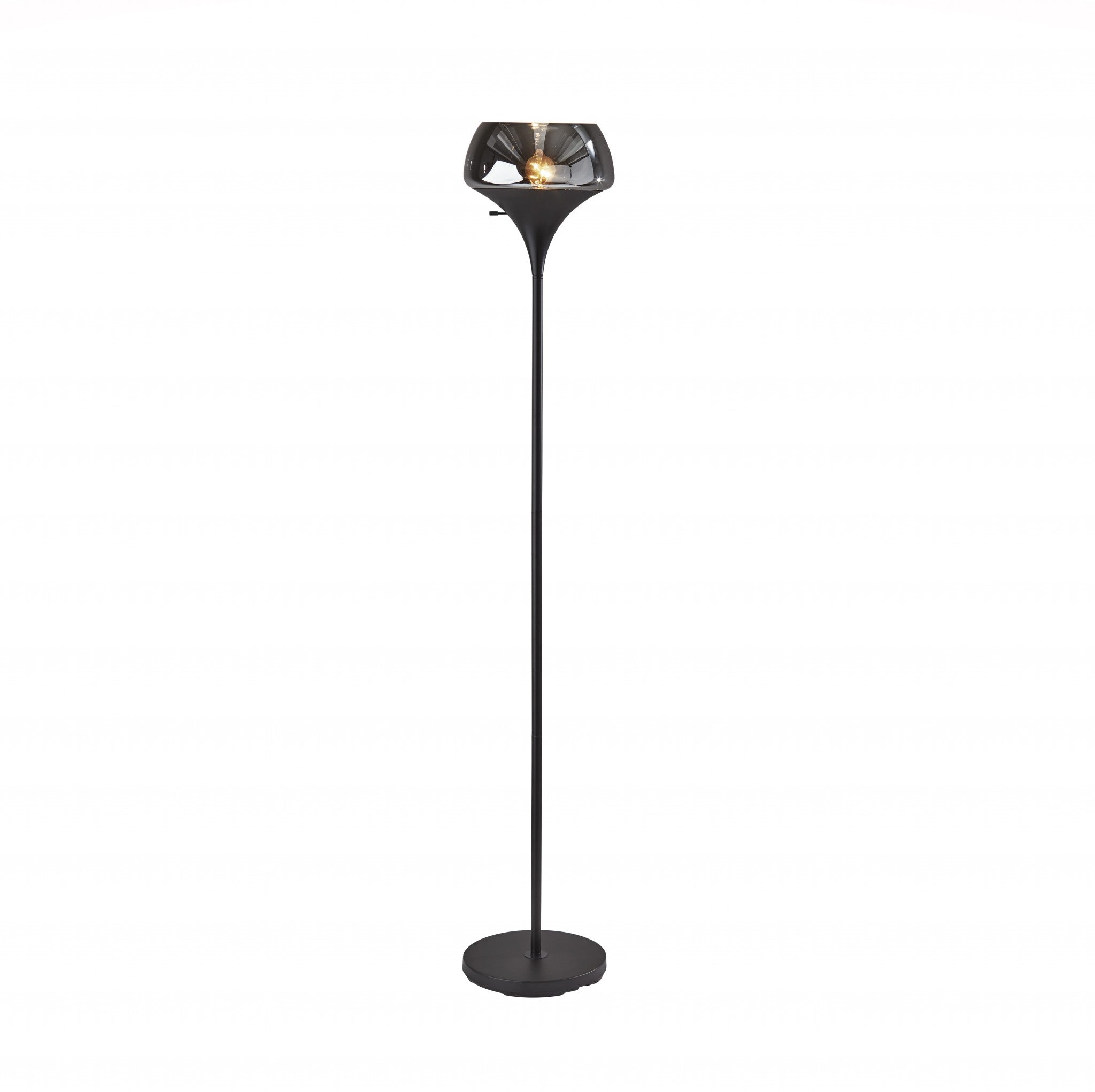70" Black With Black Glass Shade - Lighting