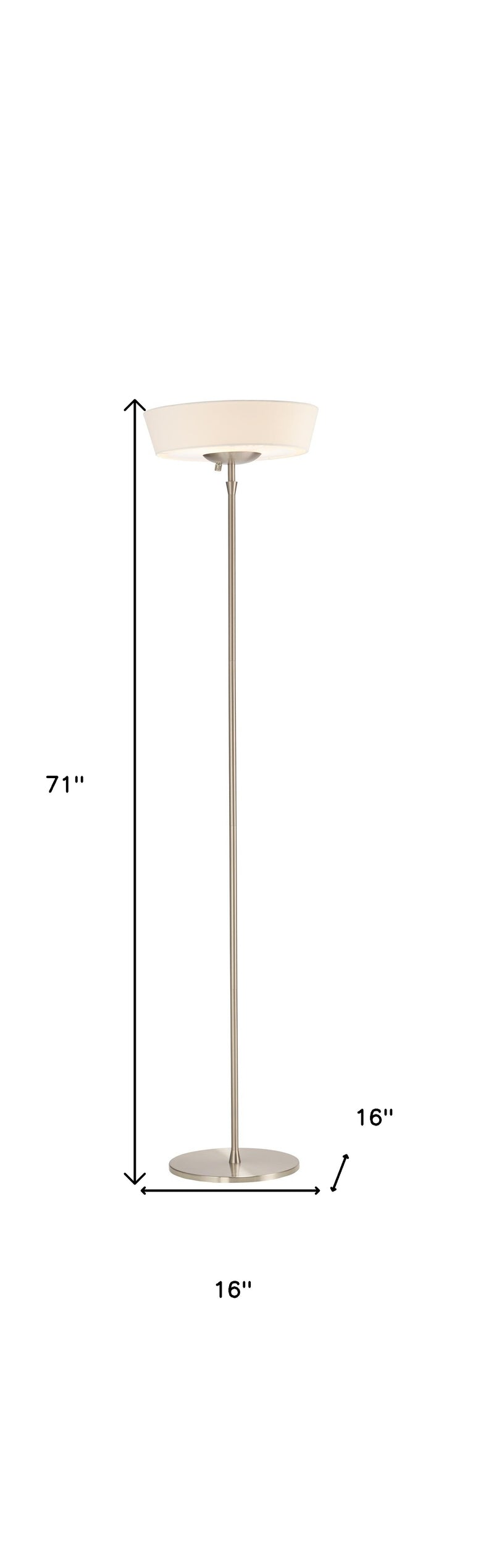 71" Brushed Led Torchiere Floor Lamp With White Empire Shade - Lighting