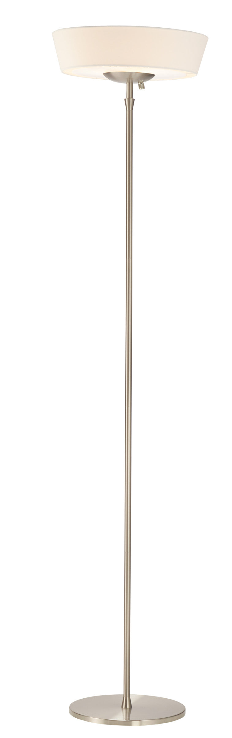 71" Brushed Led Torchiere Floor Lamp With White Empire Shade - Lighting