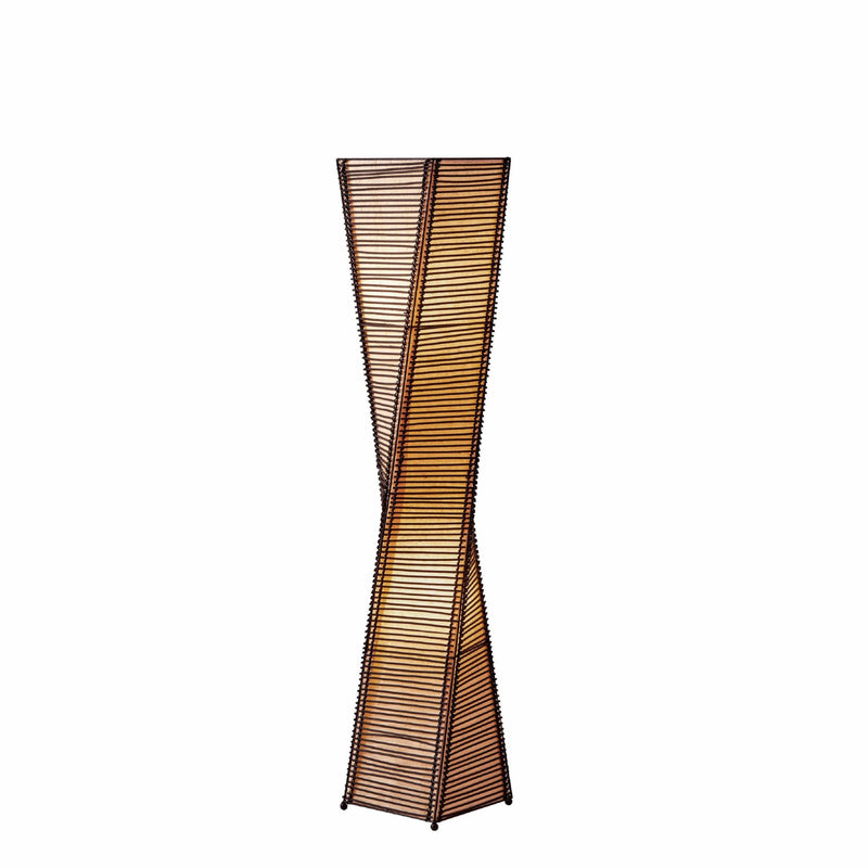 50" Black Floor Lamp With Black and Tan Twisted Cylinder Shade - Lighting